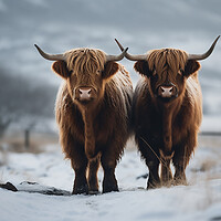 Buy canvas prints of Highland Cows In The Snow 7 by Picture Wizard