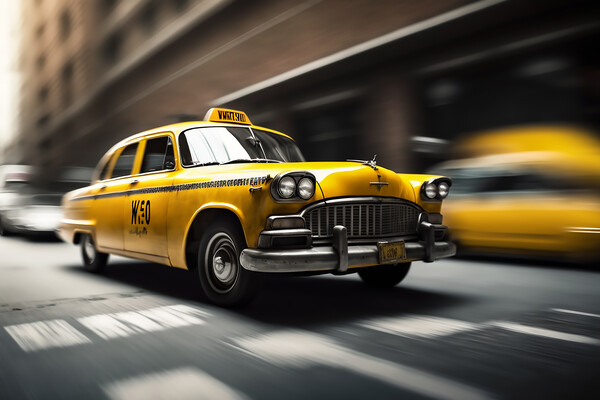Classic Yellow New York Cab Picture Board by Picture Wizard