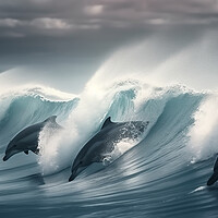 Buy canvas prints of Pod of Dolphins by Picture Wizard