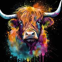 Buy canvas prints of Highland Cow Colours 2 by Picture Wizard