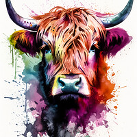 Buy canvas prints of Highland Cow Colours 3 by Picture Wizard