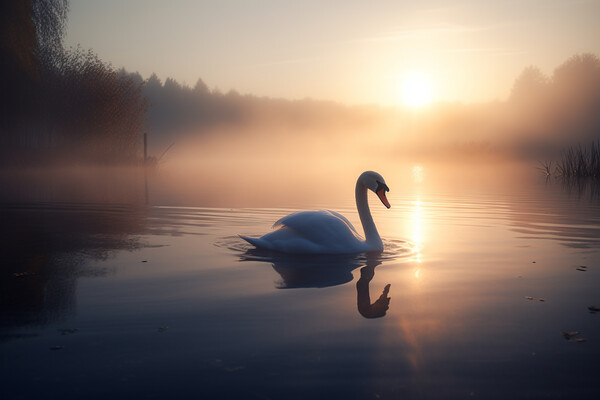 Swan Sunrise Picture Board by Picture Wizard