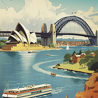 Buy canvas prints of Sydney 1950s Travel Poster by Picture Wizard