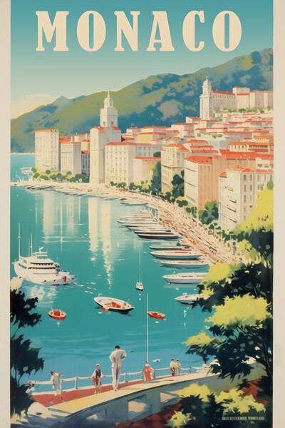 Monaco 1950s Travel Poster Picture Board by Picture Wizard