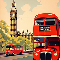 Buy canvas prints of London 1950s Travel Poster by Picture Wizard