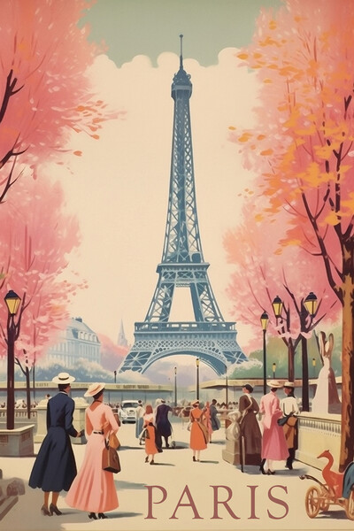 Paris 1950s Travel Poster Picture Board by Picture Wizard