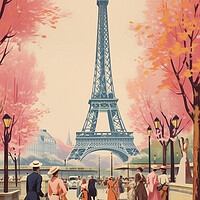 Buy canvas prints of Paris 1950s Travel Poster by Picture Wizard