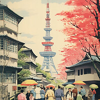 Buy canvas prints of Tokyo 1950s Travel Poster by Picture Wizard
