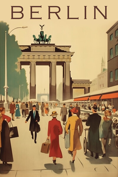 Berlin 1950s Travel Poster Picture Board by Picture Wizard