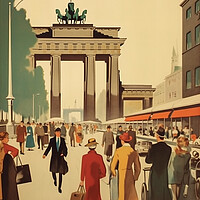 Buy canvas prints of Berlin 1950s Travel Poster by Picture Wizard