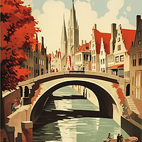 Buy canvas prints of Bruges 1950s Travel Poster by Picture Wizard