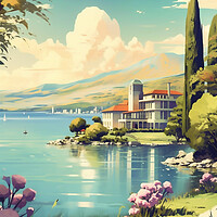 Buy canvas prints of Geneva 1950s Travel Poster by Picture Wizard