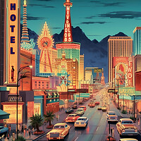 Buy canvas prints of Las Vegas 1950s Travel Poster by Picture Wizard