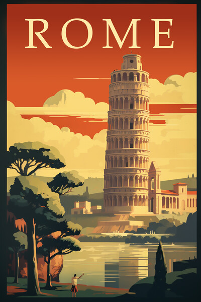 Rome 1950s Travel Poster Picture Board by Picture Wizard