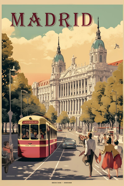 Madrid 1950s Travel Poster Picture Board by Picture Wizard