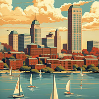 Buy canvas prints of Boston 1950s Travel Poster by Picture Wizard