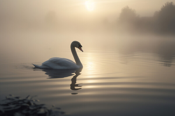 Swan Lake Sunrise Picture Board by Picture Wizard