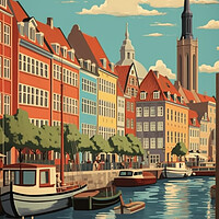 Buy canvas prints of Copenhagen 1950s Travel Poster by Picture Wizard