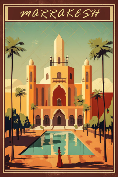 Marrakesh 1950s Travel Poster Picture Board by Picture Wizard