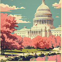 Buy canvas prints of Washington DC 1950s Travel Poster by Picture Wizard