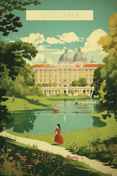 Vienna 1950s Travel Poster Picture Board by Picture Wizard
