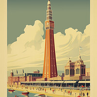 Buy canvas prints of Blackpool 1950s Travel Poster by Picture Wizard