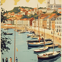 Buy canvas prints of Brixham1950s Travel Poster by Picture Wizard