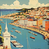 Buy canvas prints of Brixham1950s Travel Poster by Picture Wizard
