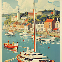 Buy canvas prints of Padstow 1950s Travel Poster by Picture Wizard