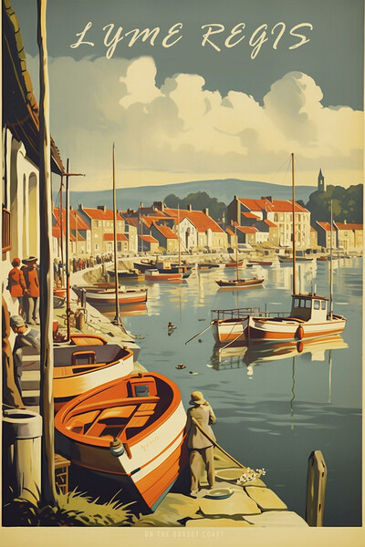 Lyme Regis 1950s Travel Poster Picture Board by Picture Wizard