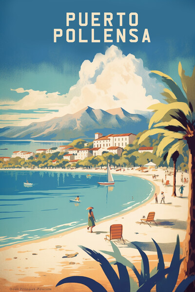 Puerto Pollesa 1950s Travel Poster  Picture Board by Picture Wizard