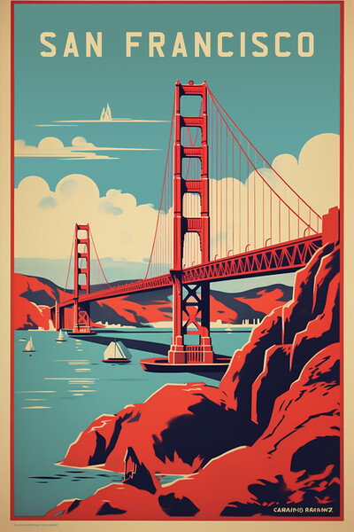 San Francisco 1950s Travel Poster  Picture Board by Picture Wizard