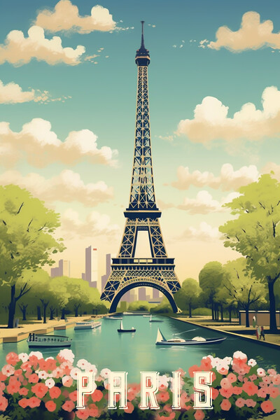 Paris 1950s Travel Poster  Picture Board by Picture Wizard