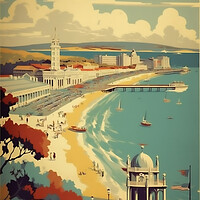 Buy canvas prints of Bournemouth 1950s Travel Poster  by Picture Wizard