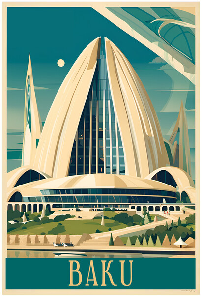 Baku Vintage Travel Poster   Picture Board by Picture Wizard