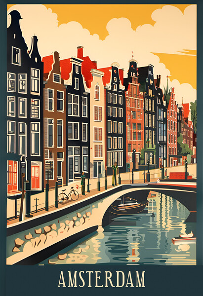 Amsterdam Vintage Travel Poster   Picture Board by Picture Wizard