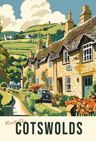 Cotswolds Vintage Travel Poster   Picture Board by Picture Wizard