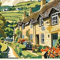 Buy canvas prints of Cotswolds Vintage Travel Poster   by Picture Wizard