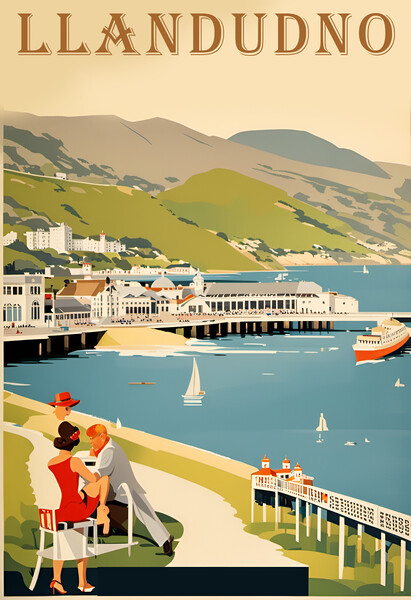 Llandudno Vintage Travel Poster   Picture Board by Picture Wizard