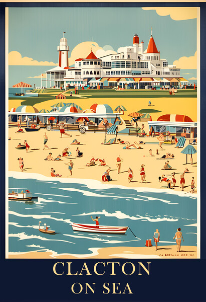 Clacton On Sea Vintage Travel Poster   Picture Board by Picture Wizard