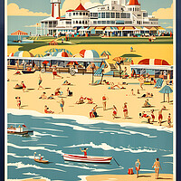 Buy canvas prints of Clacton On Sea Vintage Travel Poster   by Picture Wizard