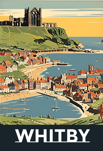 Whitby 1950s Travel Poster  Picture Board by Picture Wizard