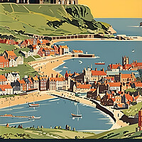 Buy canvas prints of Whitby 1950s Travel Poster  by Picture Wizard