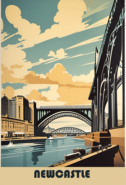 Newcastle Vintage Travel Poster   Picture Board by Picture Wizard
