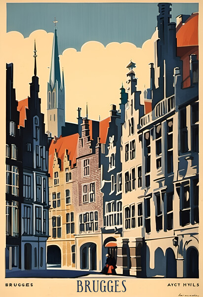 Brugges Vintage Travel Poster   Picture Board by Picture Wizard