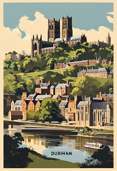 Durham Vintage Travel Poster   Picture Board by Picture Wizard