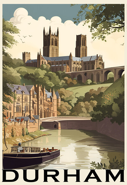 Durham Vintage Travel Poster   Picture Board by Picture Wizard