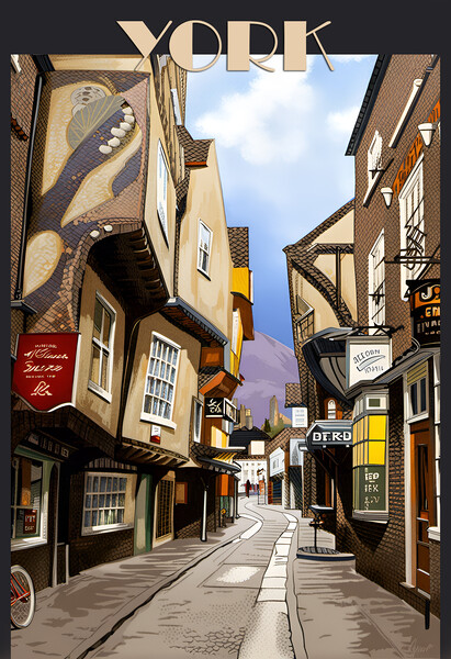 York Vintage Travel Poster    Picture Board by Picture Wizard