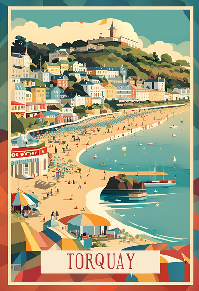 Torquay Vintage Travel Poster Picture Board by Picture Wizard