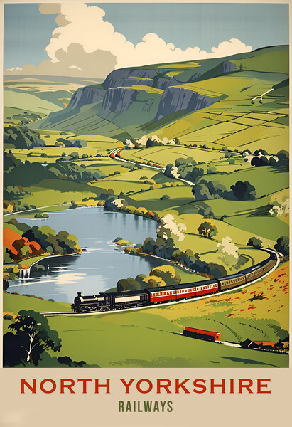 North Yorkshire Vintage Travel Poster Picture Board by Picture Wizard